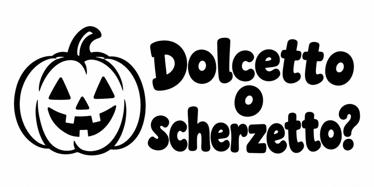 Disegno timbro Zucca: Dolcetto o scherzetto? – formato 50×25 mm