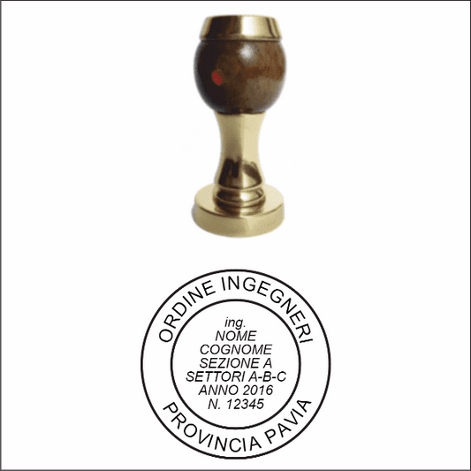 Timbro manuale in legno e ottone rotondo Ø 40 mm - Morando Timbri